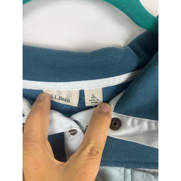 L.L.Bean Quilted Snap Pullover Teal Aqua Women’s Large - Picture 2 of 8
